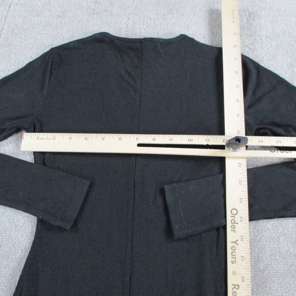 SKIMS Long Sleeve Maxi Dress Womens Small Black Ribbed Slit Modal Blend Stretch - Picture 5 of 7